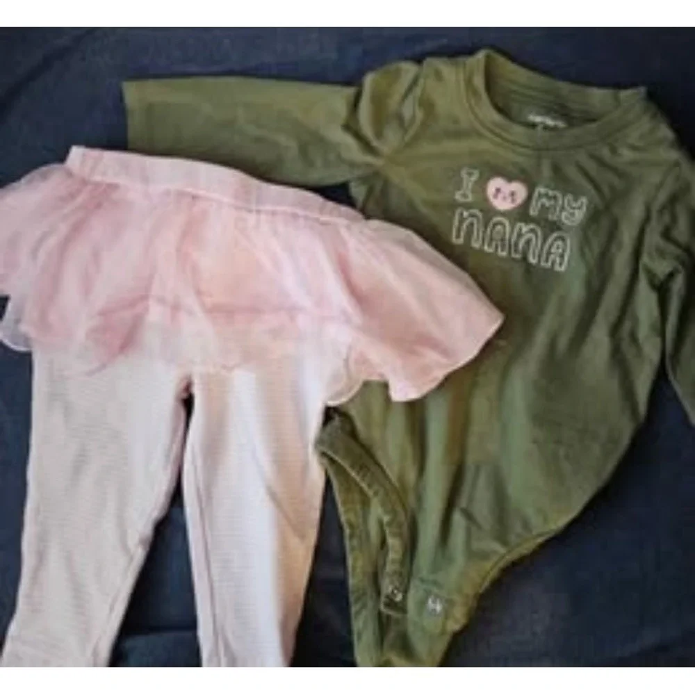 Carters Girls 2 Set 6m With Tutu On Legging‎ Green/pink